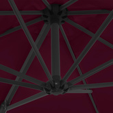 Parasol wiszący na stalowym słupku, bordowy, 250x250 cm