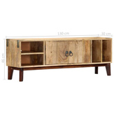 vidaXL Szafka pod TV, 130x30x46 cm, lite surowe drewno mango