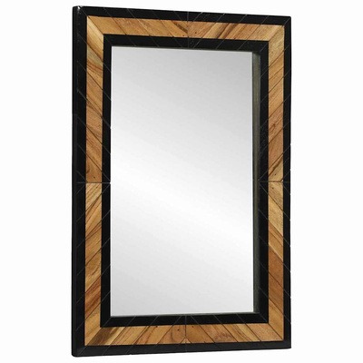 Lustro ścienne Prostokątny Czarny i Brązowy 70 x 2 x 70 cm