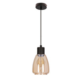 MOLDO lampa wisząca czarny 1x40W E27 klosz bursztynowy  31-35073