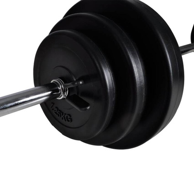 vidaXL Ławka do ćwiczeń ze sztangą i zestawem hantli, 30,5 kg