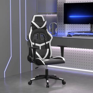 vidaXL Fotel gamingowy, czarno-biały, sztuczna skóra model standard