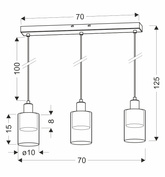Lampa wisząca Doppio potrójna z kloszem szklana czarno-złota 3-punktowa