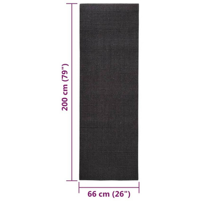 vidaXL Sizalowy dywanik do drapania, czarny, 66x200 cm