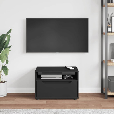 Szafka pod TV "VISNES" Czarna 60x40x38 cm Drewno klejone