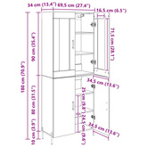 Highboard 2 szt. Czarny Dąb 69,5 x 34 x 180 cm