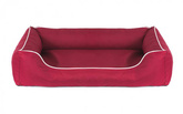 Legowisko dla psa Sofa Valencia Standard w kolorze czerwonym z białym wykończeniem Rozmiar: L - 100 x 75 cm