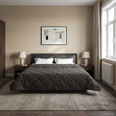 Letni Kołdra Antracyt 220 x 240 cm Mikrofibra i Fleece Teddy