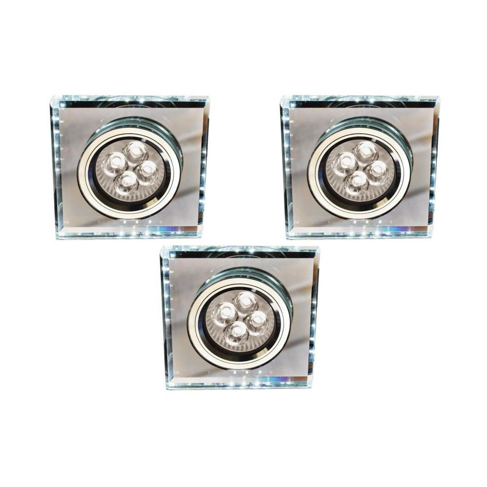 Oprawa stropowa kwadratowa + biały LED 3szt SS-22 99-54746