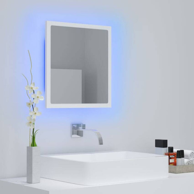 vidaXL Lustro łazienkowe LED, białe, 40x8,5x37 cm, akryl