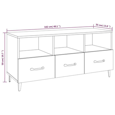 vidaXL Szafka pod TV, biała, 102x35x50 cm, materiał drewnopochodny
