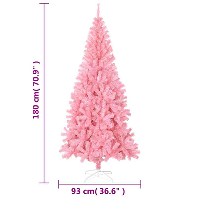 Sztuczna choinka ze stojakiem, różowa, 180 cm, PVC