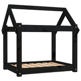 vidaXL Legowisko dla psa, czarne, 71x55x70 cm, lite drewno sosnowe