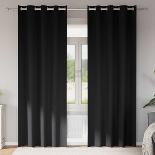 Firany blackout z kółkami 2 pcs Czarny 260 x 140 cm Poliester
