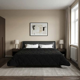 Letni Kołdra Czarny 220 x 260 cm Mikrofibra i Fleece Teddy