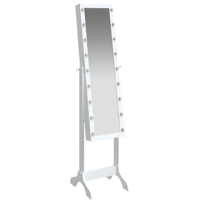 vidaXL Lustro stojące z LED, białe, 34x37x146 cm
