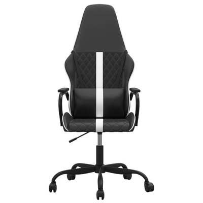 vidaXL Masujący fotel gamingowy, biało-czarny, sztuczna skóra model standard