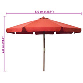 Parasol ogrodowy na drewnianym słupku, 330 cm, terakota