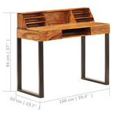 vidaXL Biurko, 110x55x94 cm, lite drewno sheesham i stal
