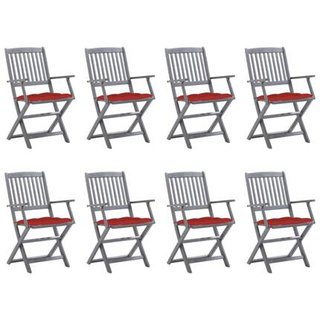 vidaXL Składane krzesła ogrodowe z poduszkami, 8 szt., drewno akacjowe