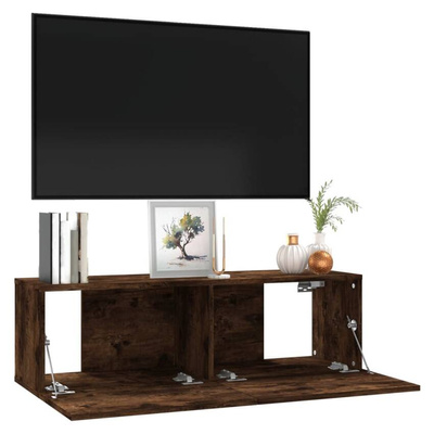 vidaXL Ścienna szafka pod telewizor, przydymiony dąb, 100x30x30 cm