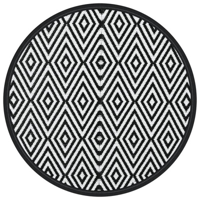 Dywan na zewnątrz, biało-czarny, ?120 cm, PP vidaXL