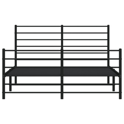 Metalowe łóżko z zanóżkiem, bez materaca, czarne, 160x200 cm