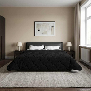 Zimowa Kołdra Czarny 200 x 200 cm Mikrofibra i Fleece Teddy