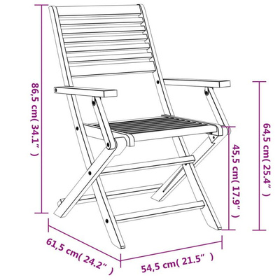 vidaXL Składane krzesła ogrodowe, 2 szt., 54,5x61,5x86,5 cm, akacja