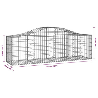 Kosze gabionowe, 10 szt, 200x50x60/80 cm, galwanizowane żelazo