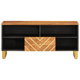 Szafka pod TV, brązowo-czarna 100x33,5x46 cm, lite drewno mango vidaXL