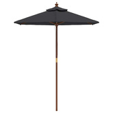 Parasol ogrodowy na drewnianym słupku, czarny, 196x231 cm