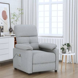 vidaXL Fotel masujący, jasnoszary, obity tkaniną wariant 11