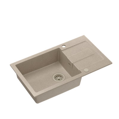CHRISTIAN 136 XL zlewozmywak granitowy 1-komorowy beżowy (78x45x18,5) z zaślepką i odpływem bezowym (komora 45x38 cm)