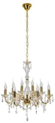 Kryształowy żyrandol MARIA TERESA 8-ramienny E14 złoty – klasyczne oświetlenie sufitowe w stylu art deco