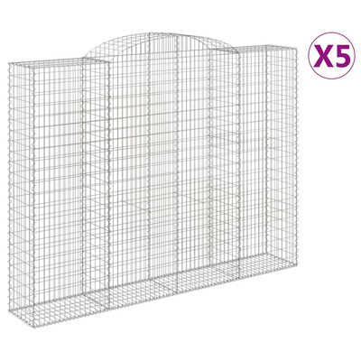 Kosze gabionowe, 5 szt, 300x50x220/240 cm, galwanizowane żelazo