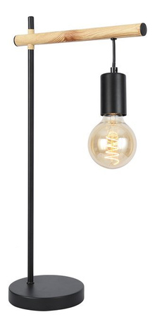 Lampka nocna Izzy loft czarno-drewniana lampka biurkowa E27