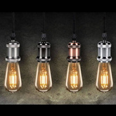 Lampa wisząca retro E27 - ciemny chrom - 1m