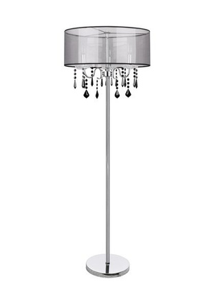 Lampa podłogowa chromowa / czarna z kryształkami Sottile Candellux 53-73945