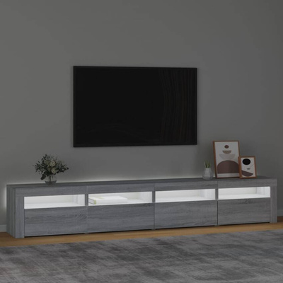 Szafka pod TV z oświetleniem LED, szary dąb sonoma,240x35x40 cm vidaXL