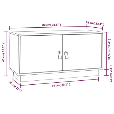 vidaXL Szafka pod TV, szara, 80x34x40 cm, lite drewno sosnowe