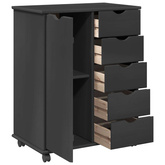Rolkowa szafka 63,5 x 39 x 79 cm Lite drewno sosnowe Szary