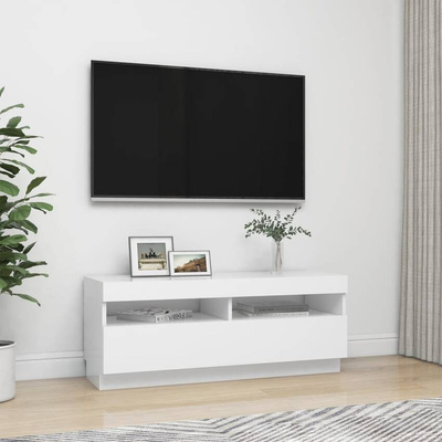vidaXL Szafka pod TV z oświetleniem LED, biała, 100x35x40 cm
