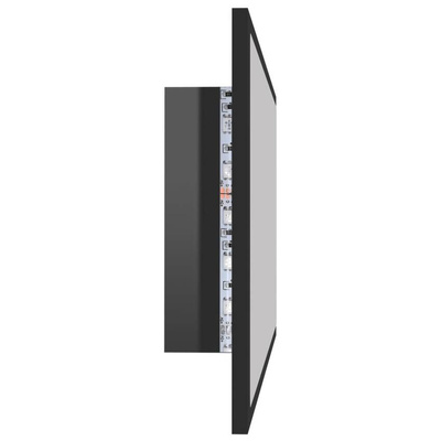 vidaXL Lustro łazienkowe LED, wysoki połysk czarne, 80x8,5x37cm, akryl