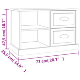 vidaXL Szafka pod TV, biała, 73x35,5x47,5 cm, materiał drewnopochodny