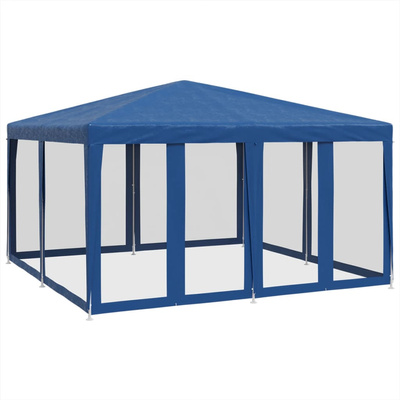 Namiot imprezowy z 8 ścianami z siatki, niebieski, 4x4 m, HDPE
