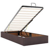 Łóżko ottoman z materacem Ciemny brąz 90 x 190 cm tkanina