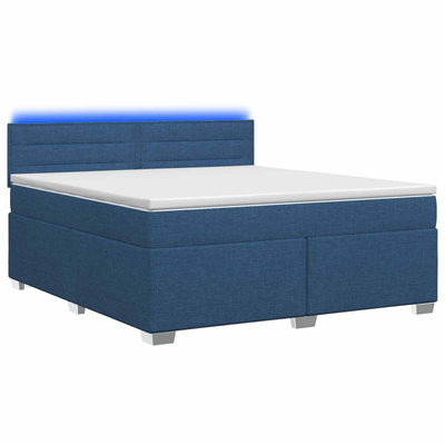 Łóżko Box Spring z materacem i LED niebieski 140 x 200 cm