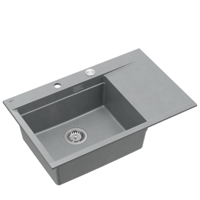 JOSH 111 GraniteQ zlewozmywak 1-komorowy z/o (780x500x215) silver stone  + syfon push 2 open + deska + wkładka/ elementy stalowe