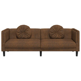 Sofa 3-os., brązowa, sztuczna skóra zamszowa